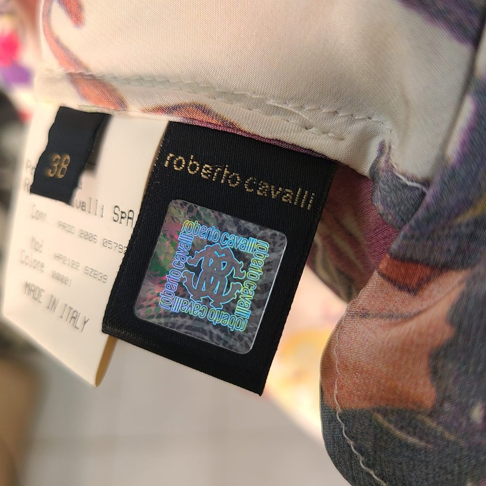 Roberto Cavalli 100% Silk Floral Wrap Dress - Picture 7 of 13